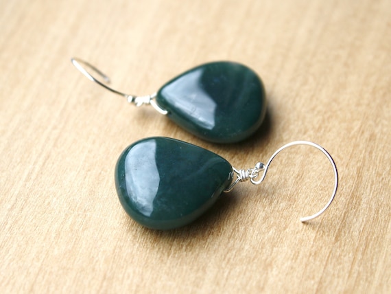 アクセサリー marge Stone drop earring/ Moss agate marge Stone drop earring/ Moss agate