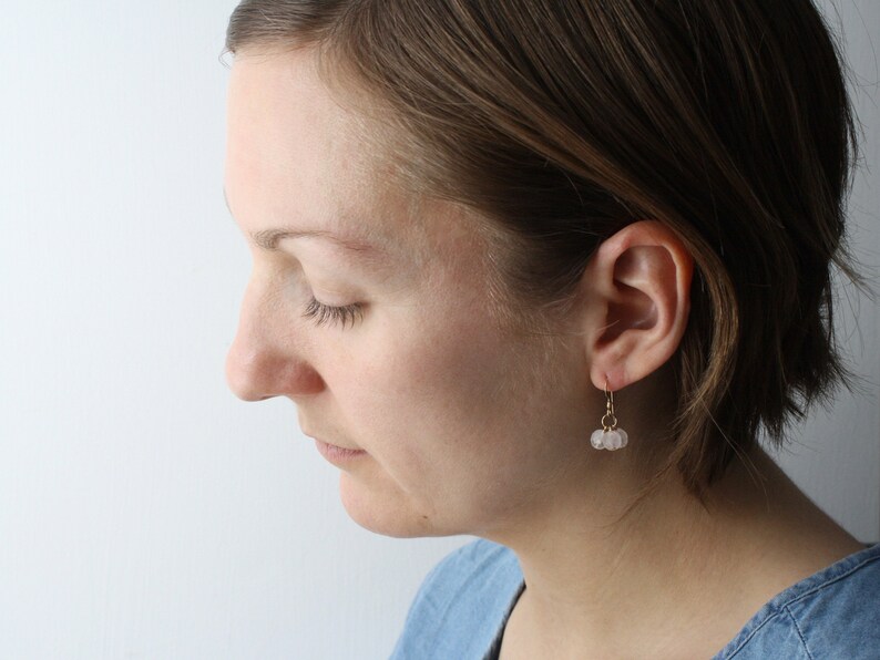 Rose Quartz Dangle Earrings Women Rose Quartz Earrings Gold