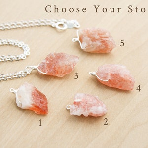 Sunstone Necklace . Raw Crystal Necklace for Women . Natural Gemstone Necklace in Sterling Silver image 7