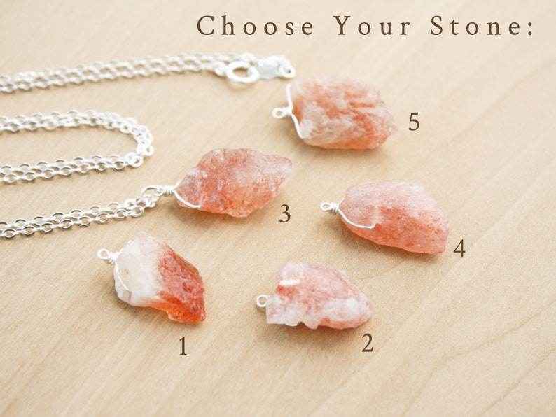 Sunstone Necklace . Raw Crystal Necklace for Women . Natural Gemstone Necklace in Sterling Silver image 7