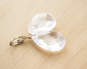 Clear Quartz Earrings in 14k Gold Fill for Clarity of Purpose and Inner Harmony