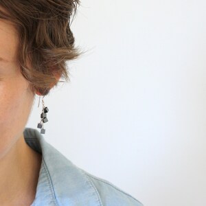 Hematite Earrings Dangle . Anxiety Relief Crystal Earrings . Gemstone Cluster Earrings Silver . Square Earrings image 8