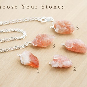 Sunstone Necklace . Raw Crystal Necklace for Women . Natural Gemstone Necklace in Sterling Silver image 4