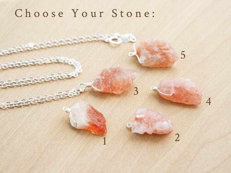 Sunstone Necklace . Raw Crystal Necklace for Women . Natural Gemstone Necklace in Sterling Silver image 4