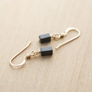 Hematite Earrings . Anxiety Earrings . Minimalist Dangle Earrings in 14k Gold Fill image 7