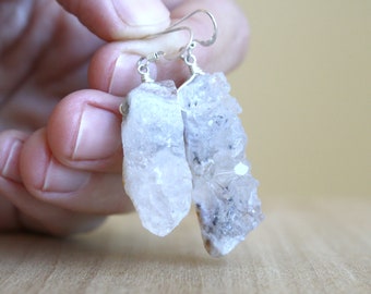 Raw Quartz Earrings for Stability and Balance
