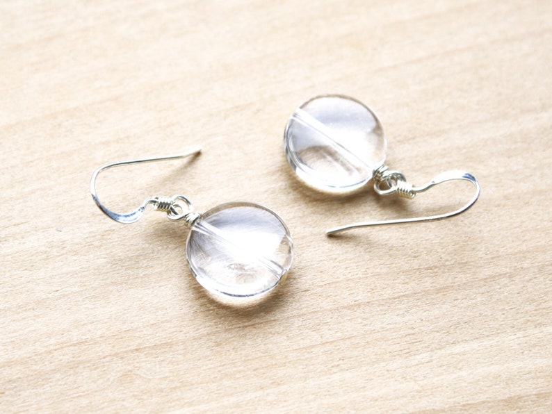 Clear Quartz Earrings Dangle . Quartz Crystal Earrings in Sterling Silver image 4