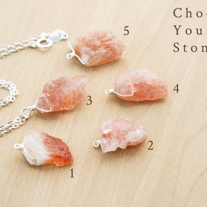 Sunstone Necklace . Raw Crystal Necklace for Women . Natural Gemstone Necklace in Sterling Silver image 5