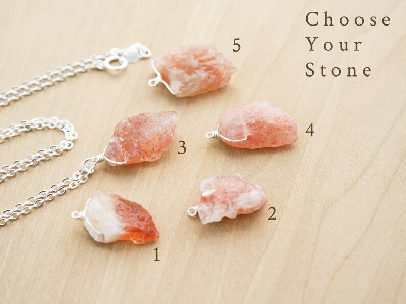 Sunstone Necklace . Raw Crystal Necklace for Women . Natural Gemstone Necklace in Sterling Silver image 5