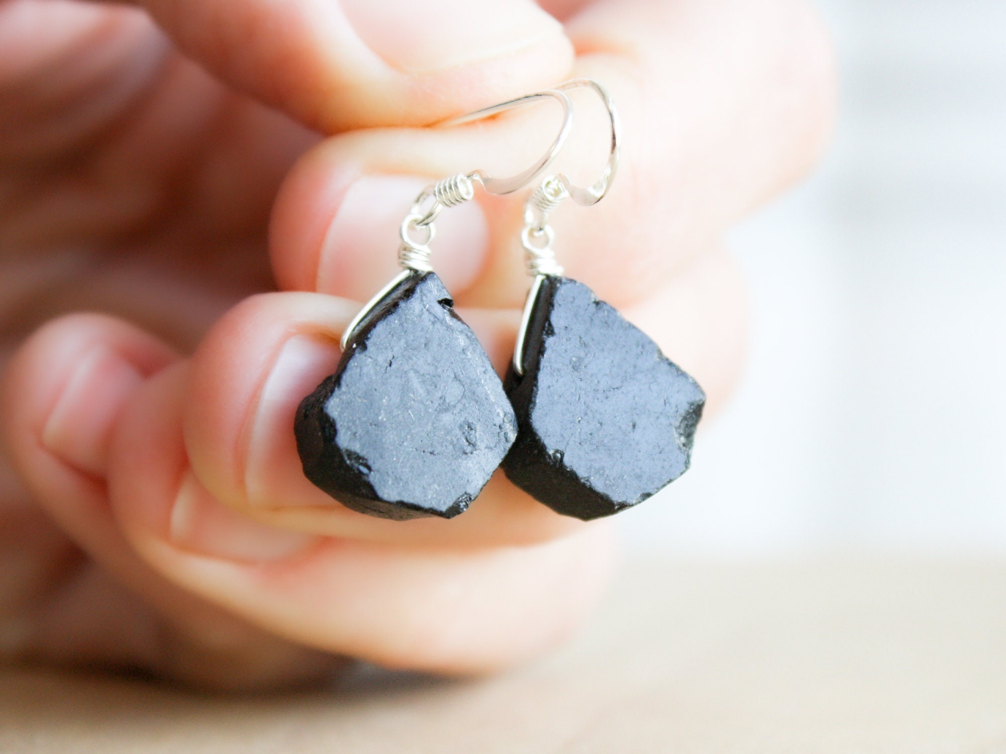 Raw black sale tourmaline earrings