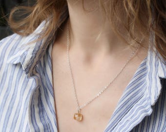 Small Citrine Necklace in Sterling Silver for Positive Energy and Innovation