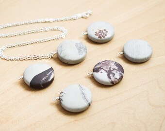 Natural Jasper Necklace in Sterling Silver for Introspection and Guidance