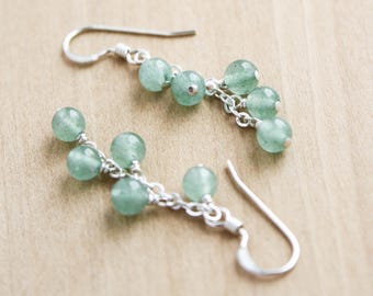 Green Aventurine Cluster Earrings for Comfort and Harmony NEW