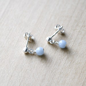 Angelite Stud Earrings . Natural Stone Earrings Dangle . Small Gemstone Earrings Studs image 8
