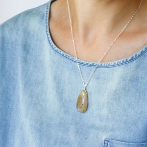 Montana Agate Necklace . Gemstone Teardrop Pendant Necklace in Sterling Silver NEW image 7