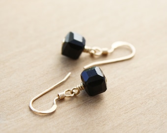 Black Tourmaline Earrings in 14k Gold Fill for Protection and Security NEW