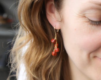 Red Jasper Lever Back Earrings in 14k Gold Fill for Grounding and Stability NEW