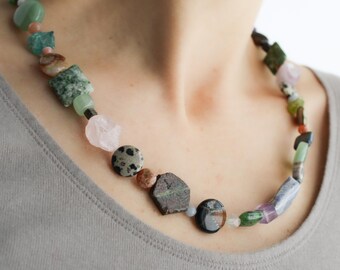 Unique Healing Crystal Collection Necklace with Sterling Silver Clasp