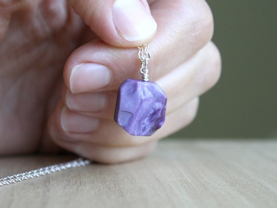 Charoite Necklace . Purple Gemstone 