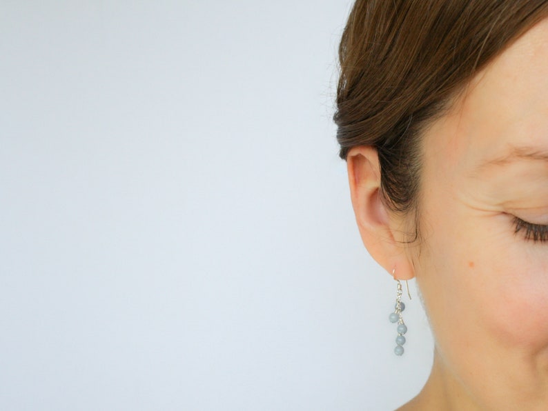 Angelite Earrings . Gemstone Cluster Earrings . Light Blue Stone Earrings 925 Sterling Silver image 5