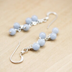 Angelite Earrings . Gemstone Cluster Earrings . Light Blue Stone Earrings 925 Sterling Silver image 8