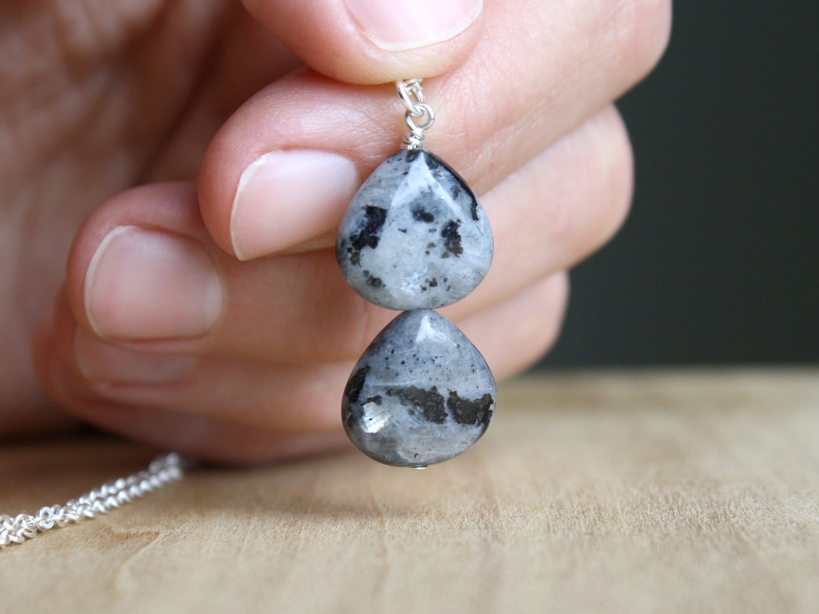 Black Moonstone Necklace in Sterling Silver for Clarity and Confidence