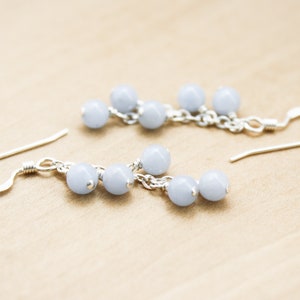 Angelite Earrings . Gemstone Cluster Earrings . Light Blue Stone Earrings 925 Sterling Silver image 4