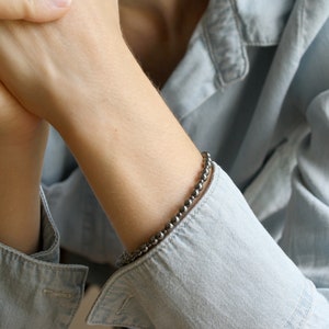Anxiety Bracelet for Women and Men . Hematite Bracelet 4mm . Healing Crystal Bracelet Beaded image 5