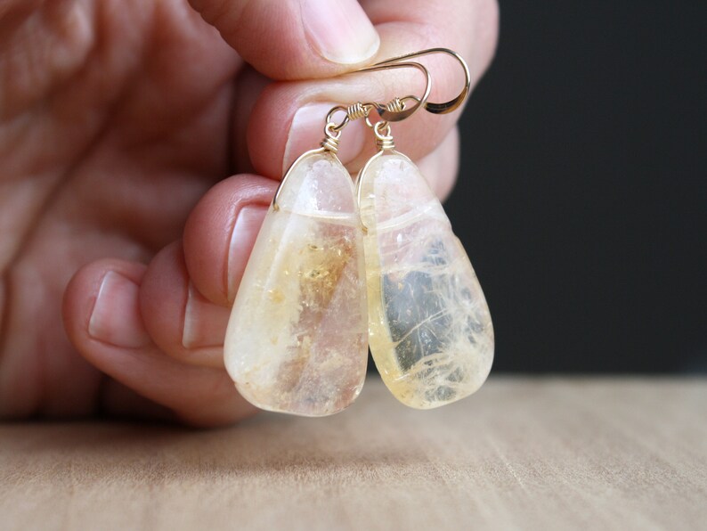 Natural Citrine Earrings Gold Gold Crystal Earrings Dangle Gold Gemstone Earrings Drop NEW