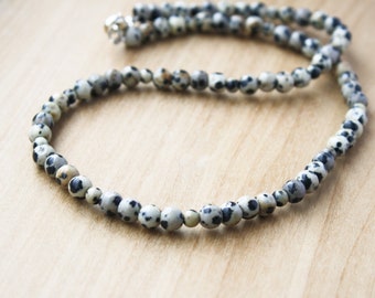 Dalmatian Stone Bead Necklace for Mental Freedom and Self Expression