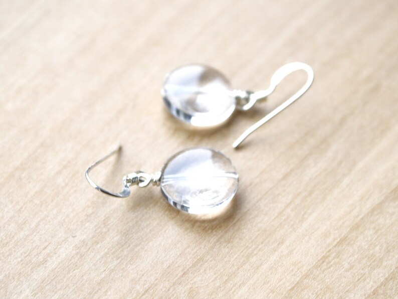 Clear Quartz Earrings Dangle . Quartz Crystal Earrings in Sterling Silver image 8