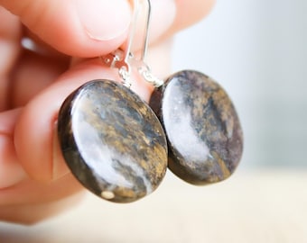 Bronzite Lever Back Earrings for Harmony and Decision Making
