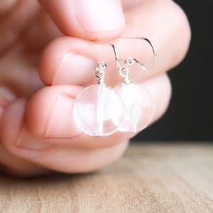 Clear Quartz Earrings Dangle . Quartz Crystal Earrings in Sterling Silver image 5