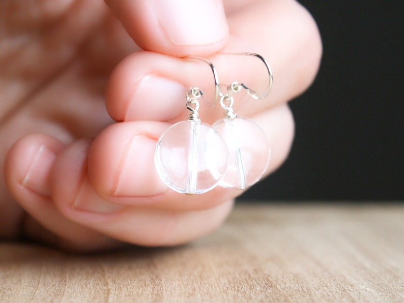 Clear Quartz Earrings Dangle . Quartz Crystal Earrings in Sterling Silver image 5