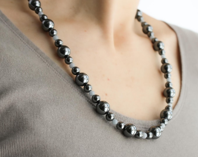 Featured listing image: Natural Hematite Necklace for Anxiety Relief and Fearlessness
