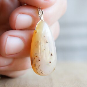 Montana Agate Necklace . Gemstone Teardrop Pendant Necklace in Sterling Silver NEW image 5