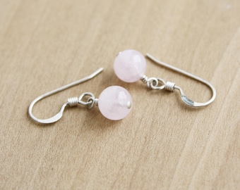 Rose Quartz Earrings in Sterling Silver for Unconditional Love NEW