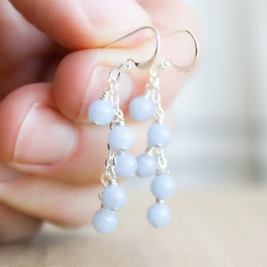 Angelite Earrings . Gemstone Cluster Earrings . Light Blue Stone Earrings 925 Sterling Silver image 7