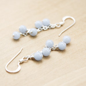 Angelite Earrings . Gemstone Cluster Earrings . Light Blue Stone Earrings 925 Sterling Silver image 2