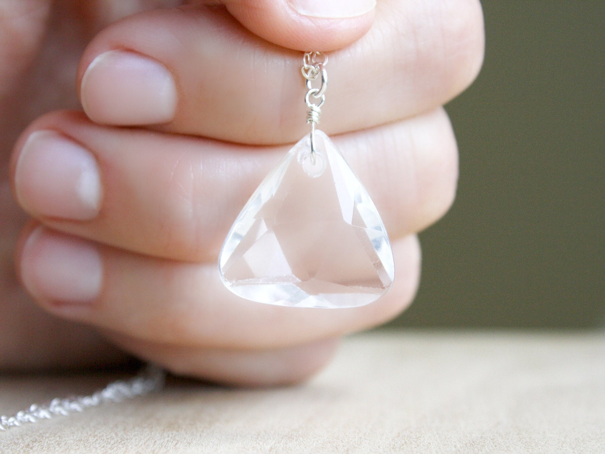 Triangle quartz necklace Clearance