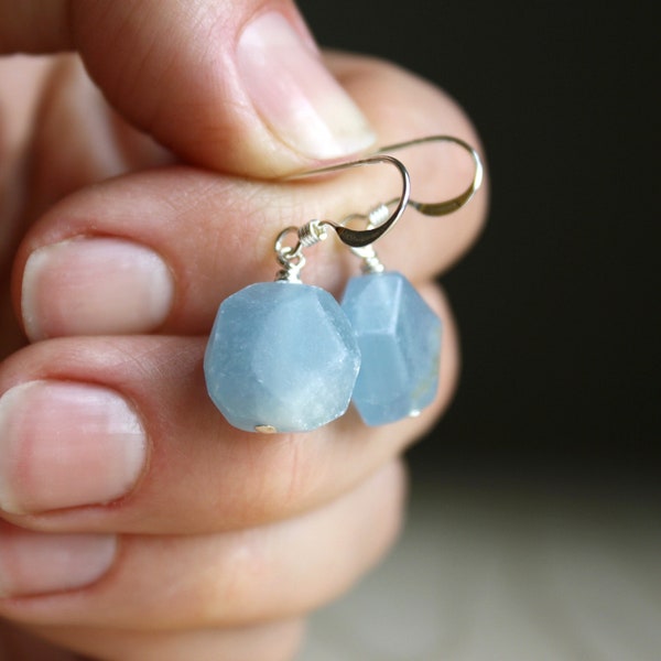 Calcite Earrings Handmade . Blue Calcite Jewelry . Blue Stone Earrings Dangle . Stress Relief Gift