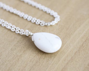 White Howlite Necklace for Anxiety Relief and Calm