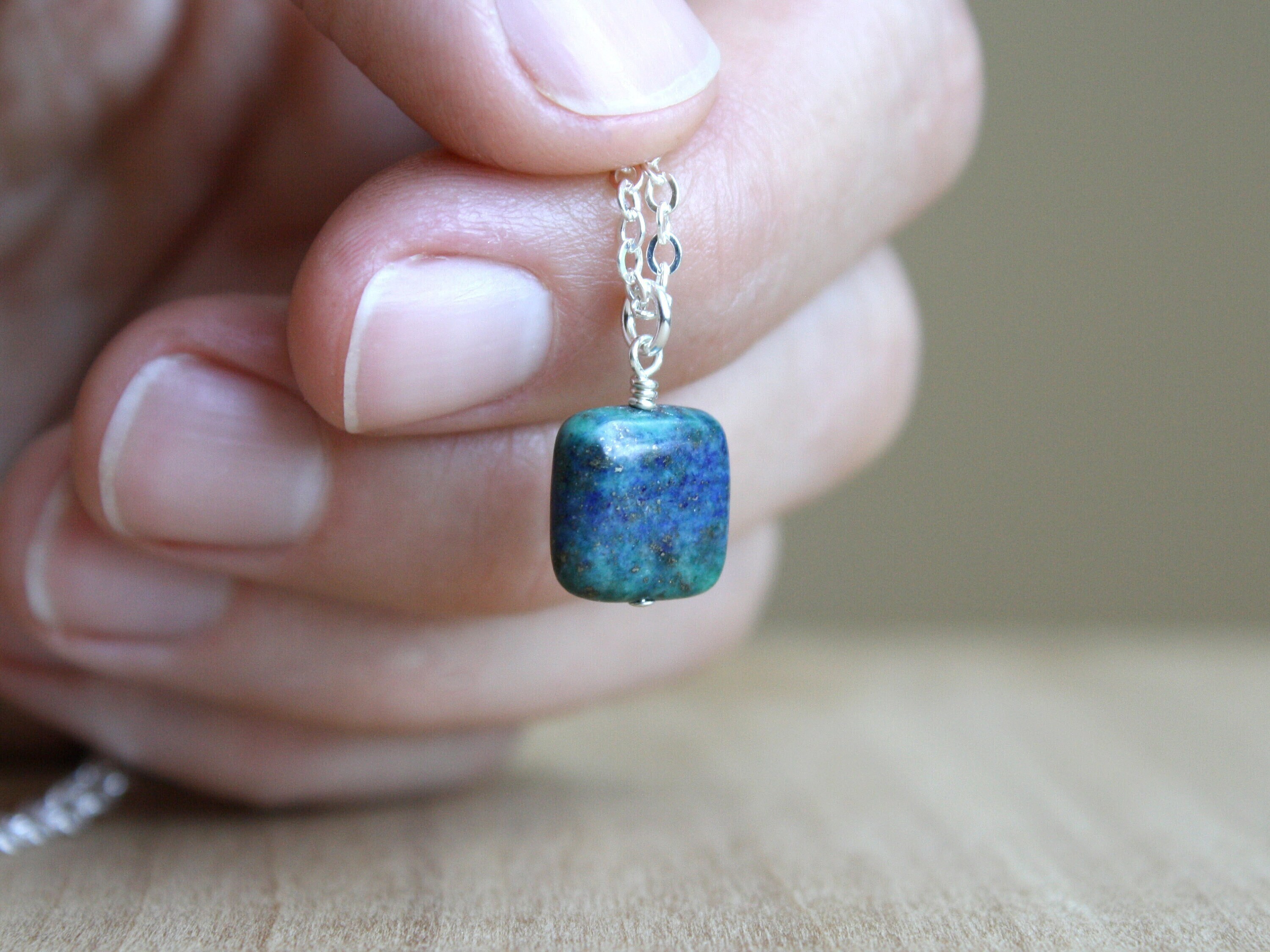 Malachite Azurite Necklace . Blue Green 
