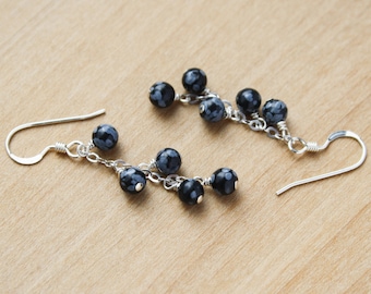 Snowflake Obsidian Earrings for Self Worth and Confidence