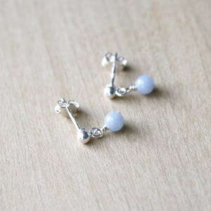 Angelite Stud Earrings . Natural Stone Earrings Dangle . Small Gemstone Earrings Studs image 4