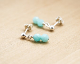 Amazonite Stud Earrings for Soothing Energy and Dispelling Negativity