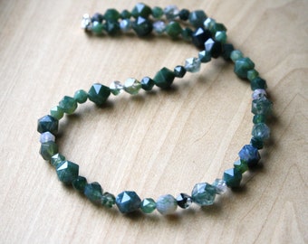 Moss Agate Bead Necklace for Strength and Abundance