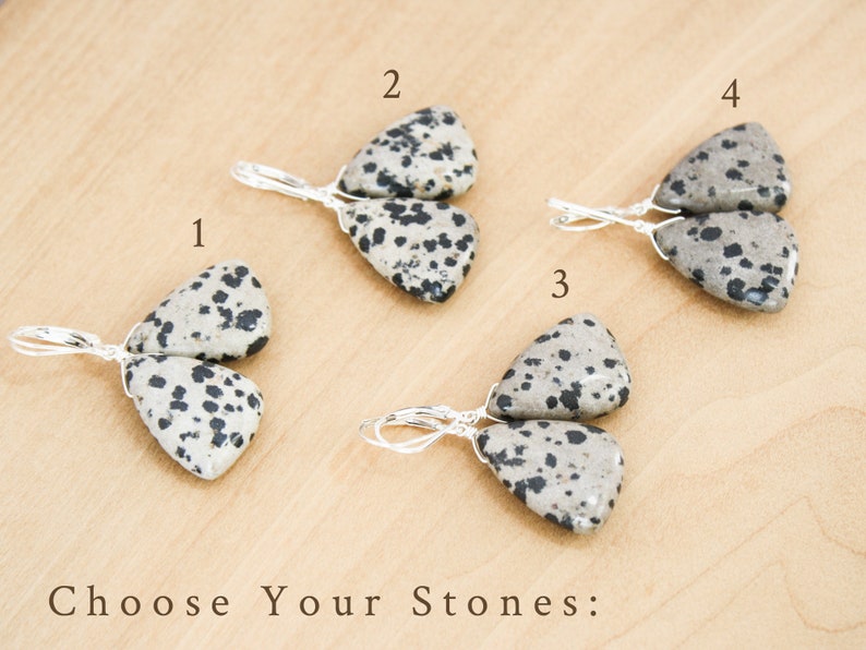 Dalmatian Jasper Earrings Sterling Silver . Large Stone Earrings Dangle . Gemstone Leverback Earrings image 6