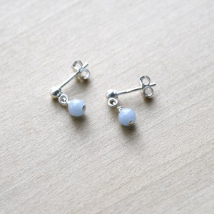 Angelite Stud Earrings . Natural Stone Earrings Dangle . Small Gemstone Earrings Studs image 6