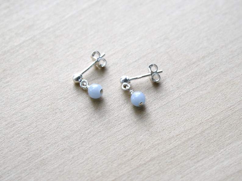 Angelite Stud Earrings . Natural Stone Earrings Dangle . Small Gemstone Earrings Studs image 6